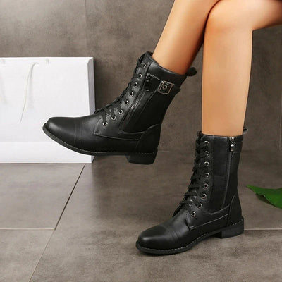 Eugenie - Orthopaedic Leather Boots with Side Zipper