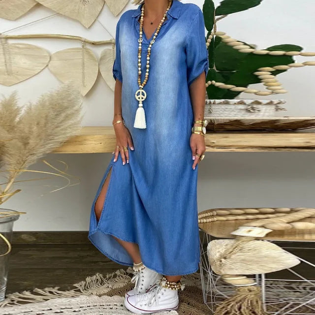 LEA|Long Denim-Style Dress