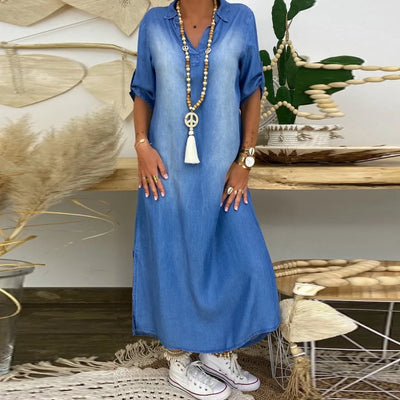 LEA|Long Denim-Style Dress