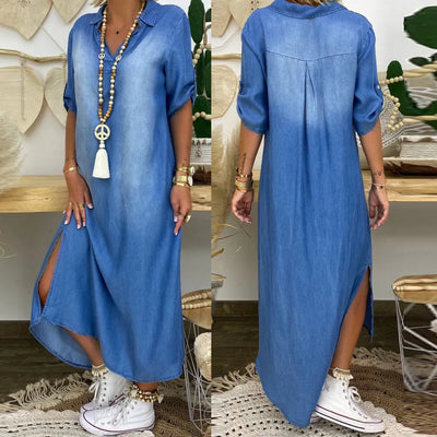 LEA|Long Denim-Style Dress