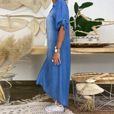 LEA|Long Denim-Style Dress