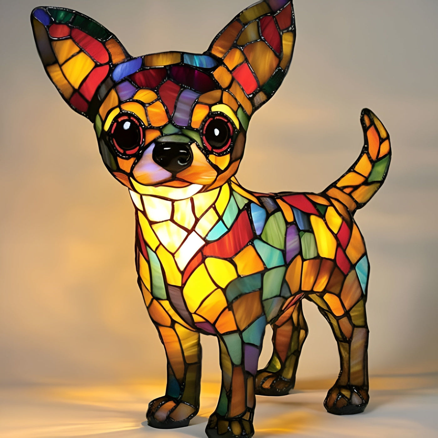 Rudy – Stained Glass Dog Lamp Colourful Table Light