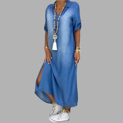LEA|Long Denim-Style Dress