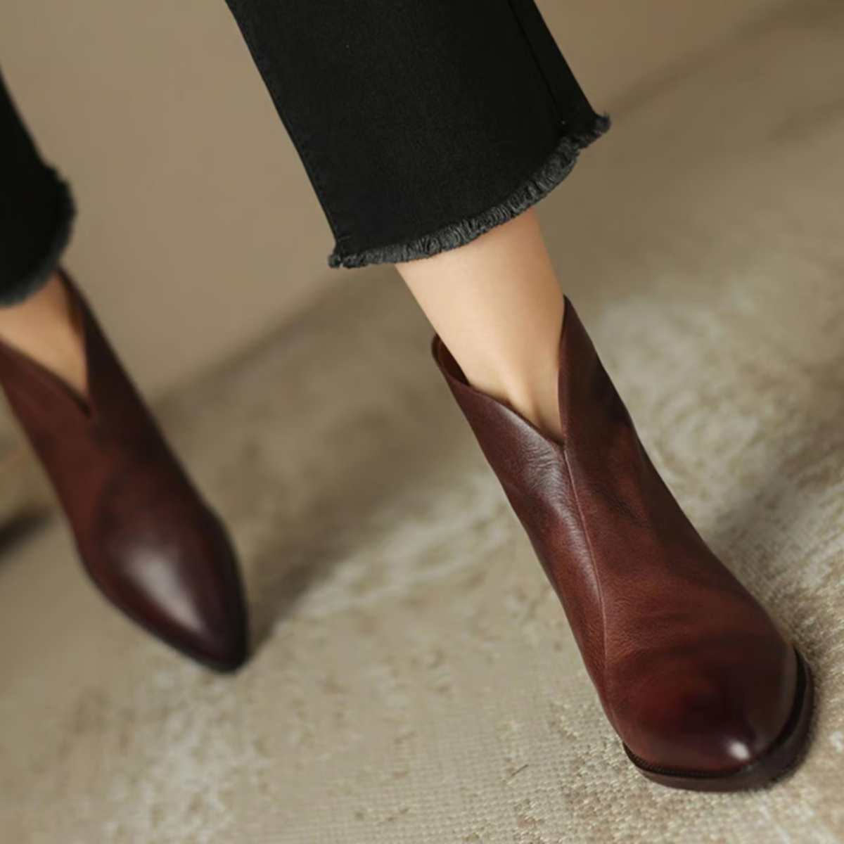 Camille | Luxury Ankle Boots with Low Heels