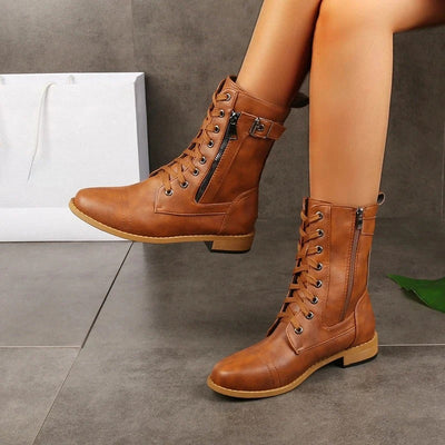Eugenie - Orthopaedic Leather Boots with Side Zipper