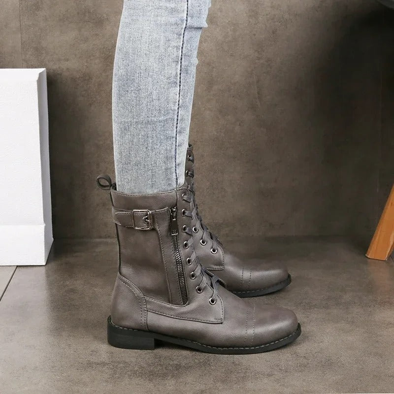 Eugenie - Orthopaedic Leather Boots with Side Zipper