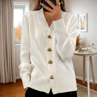 Adele Soft Vest with Heart Buttons