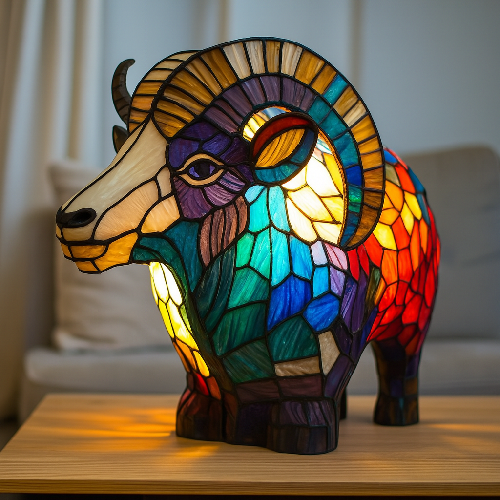 Leo - Goat-shaped Magisk Lamp in Stained Glass