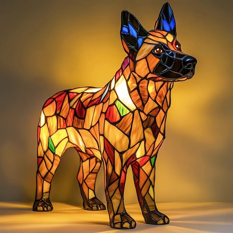 Fafik – Dog-Shaped Stained Glass Lamp Colourful Table Light