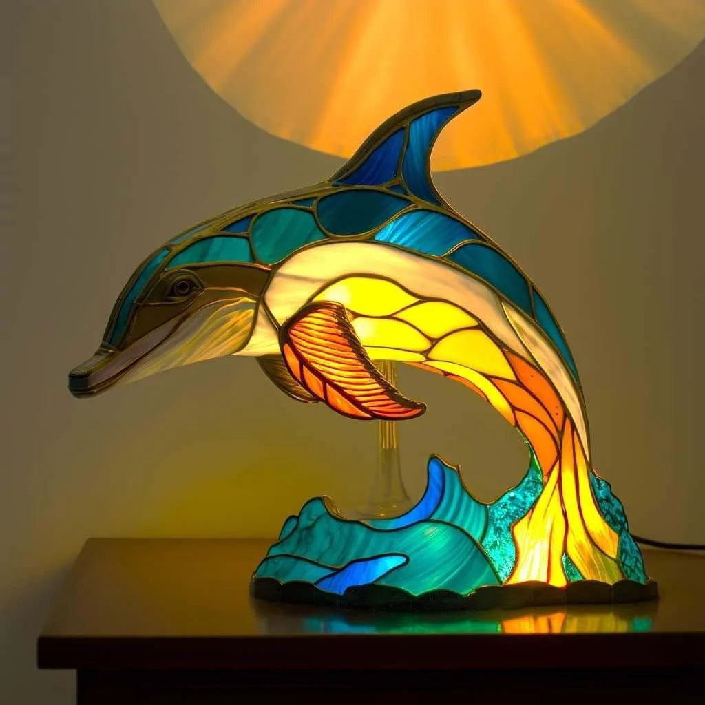 Sisi – Stained Glass Dolphin Lamp Decorative LED Table Light