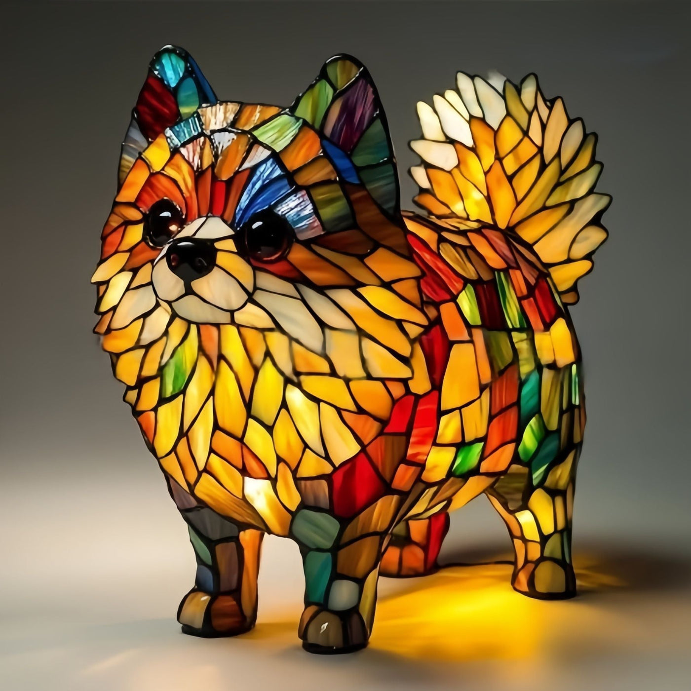 Pearl - Magisk Stained Glass Lamp in the Shape of a Dog