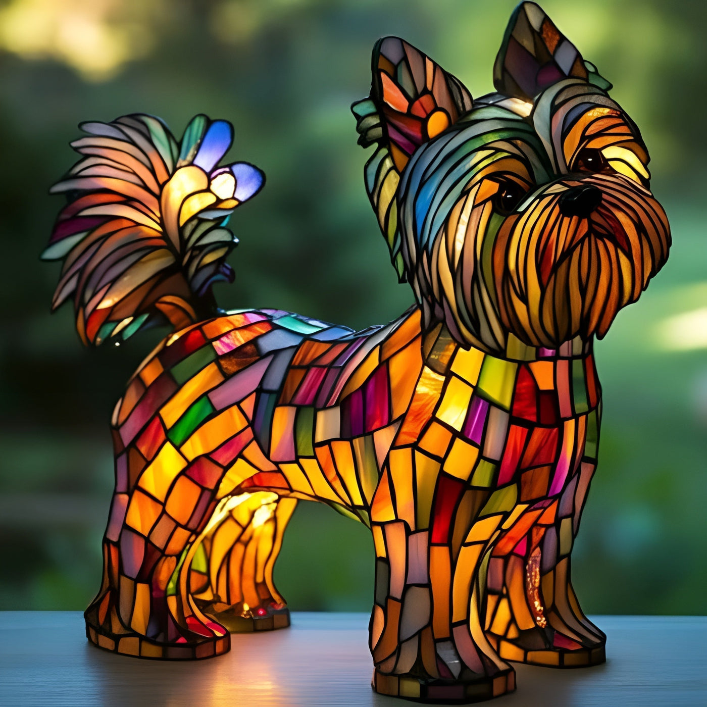 Figa – Stained Glass Dog Table Lamp Colourful LED