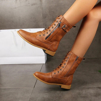 Eugenie - Orthopaedic Leather Boots with Side Zipper