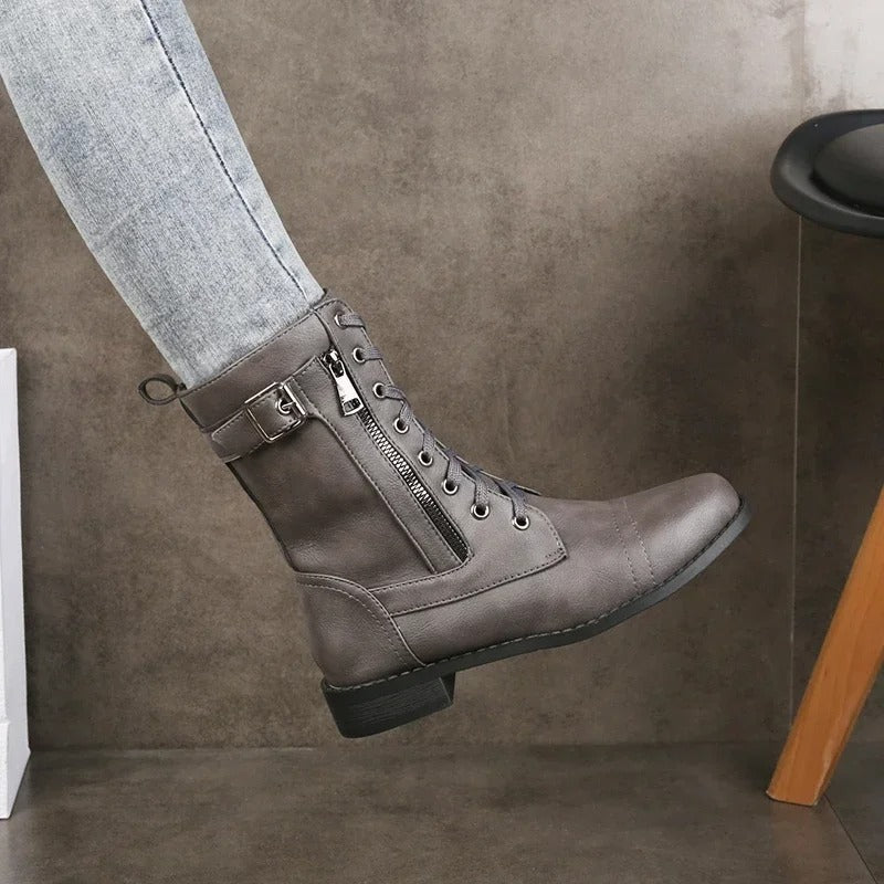 Eugenie - Orthopaedic Leather Boots with Side Zipper