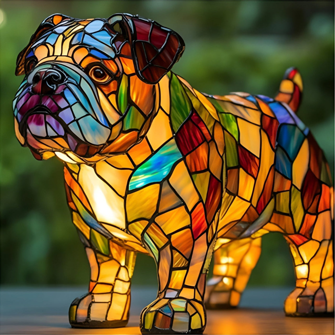 Bajtek – Stained Glass Dog Lamp Colourful Table Light