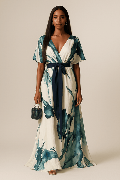Nayla™ | Watercolour Print Maxi Dress