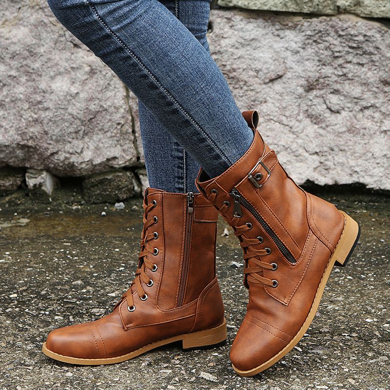 Eugenie - Orthopaedic Leather Boots with Side Zipper