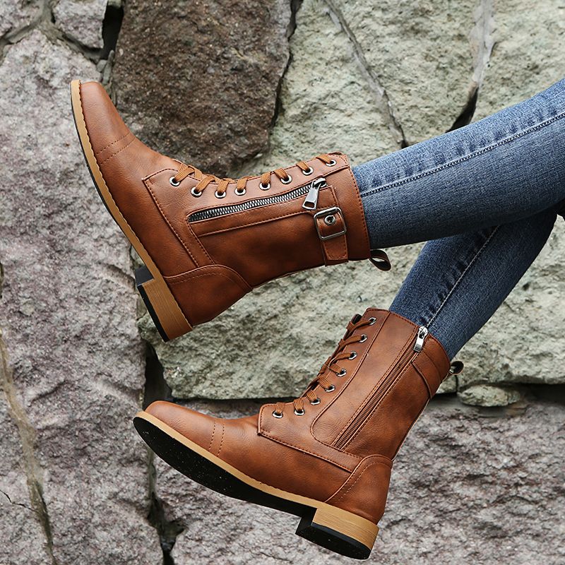 Eugenie - Orthopaedic Leather Boots with Side Zipper